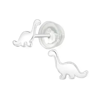 Aros de plata con diseño de dinosaurio - miniatura 2