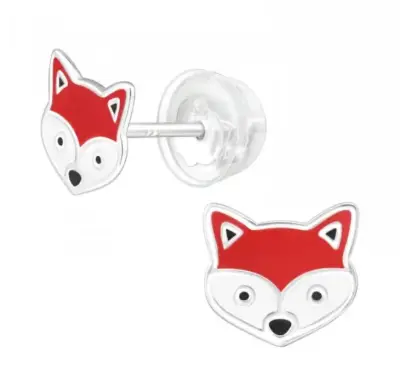 Aros de plata con diseño de zorro rojo - miniatura 2