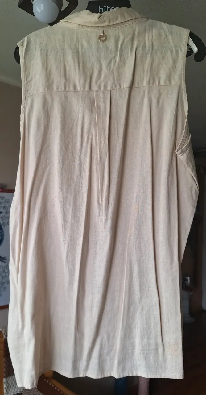 Blusa sin mangas beige de lino Marittimo - 2