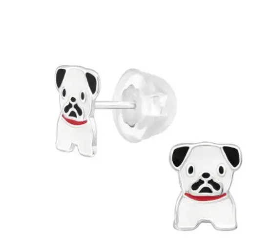 Aros de plata con diseño de perro - 2