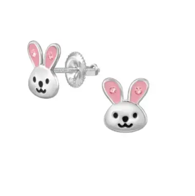 Aros de conejo para niña en plata - miniatura 2