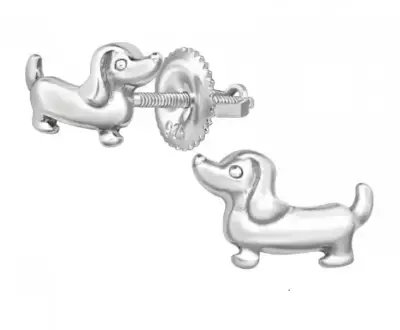 Aros de plata en forma de perro salchicha - miniatura 2
