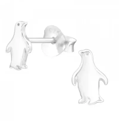 Aros de plata con diseño de pingüino - miniatura 2