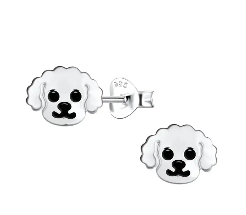 Aros de plata con diseño de perrito - 2