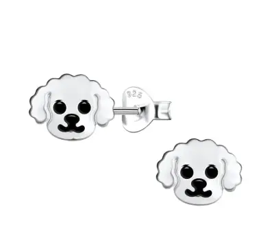 Aros de plata con diseño de perrito - miniatura 2