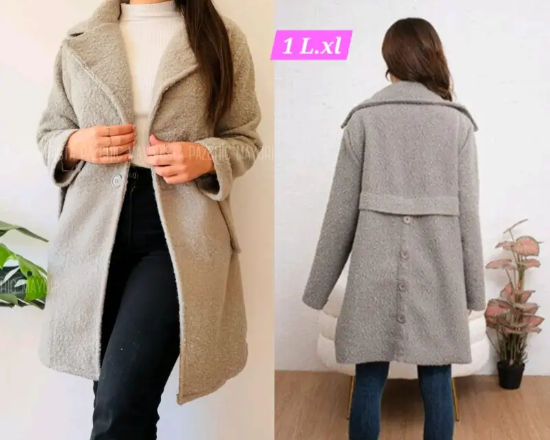 Abrigo de lana gris para mujer talla m