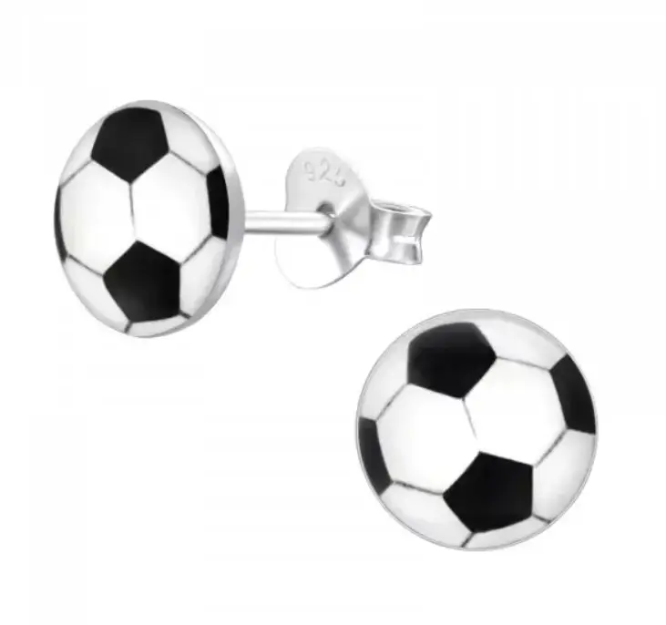 Aros de plata con diseño de balón de fútbol - 2