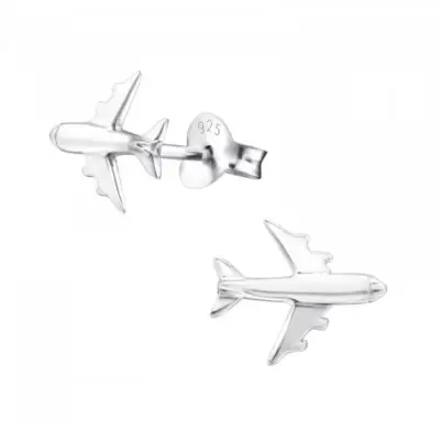 Aros de plata 925 diseño avión - miniatura 2