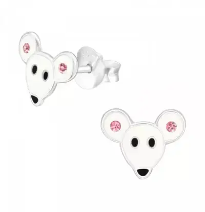 Aros de plata con diseño de ratón para niñas - miniatura 2