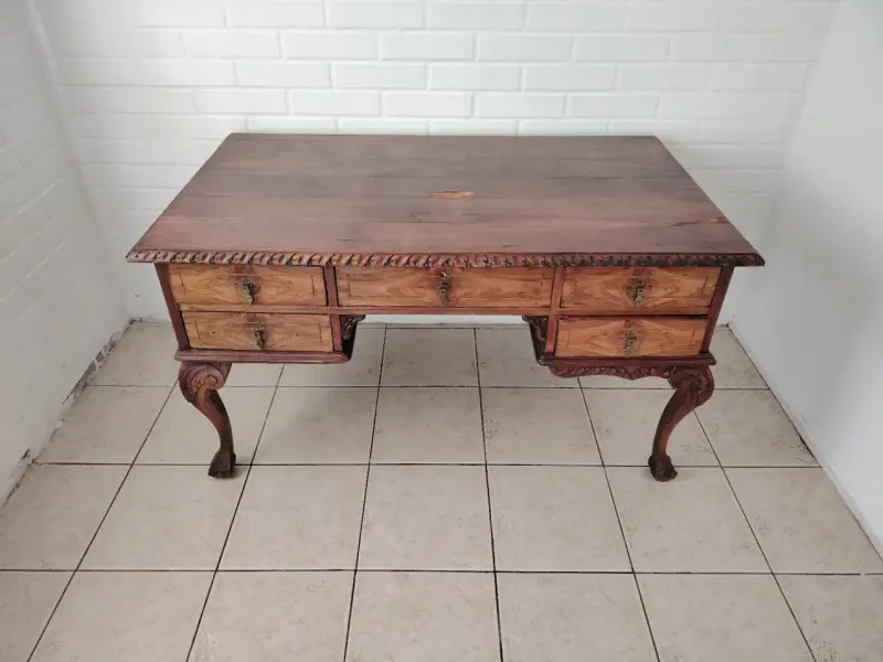 Escritorio de madera estilo vintage con cajones - 3