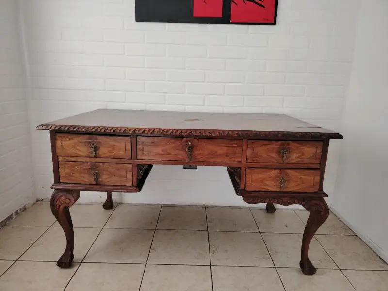 Escritorio de madera estilo vintage con cajones - 5