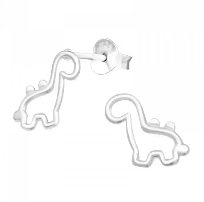 Aros de plata con diseño de dinosaurio - 2