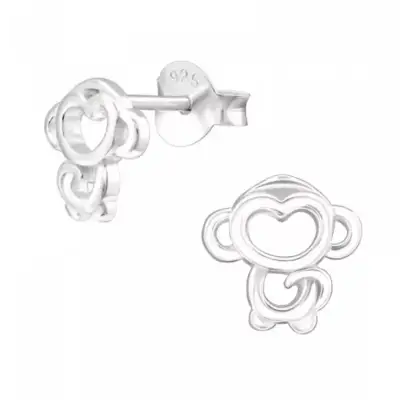 Aros de plata 925 diseño de mono para niña - miniatura 2