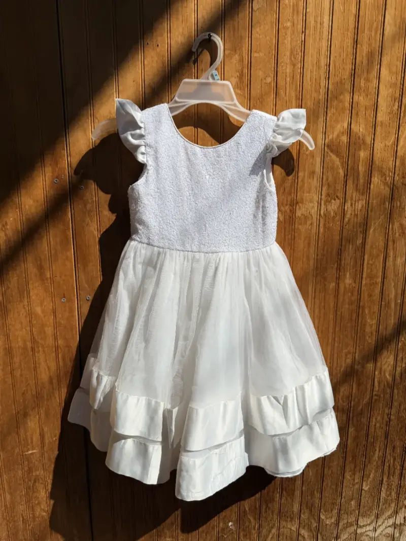 Vestido de niña blanco con volantes Talla 8 - 1