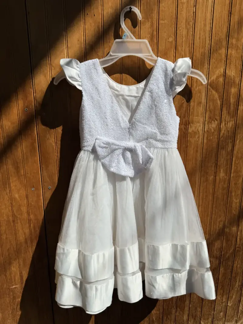Vestido de niña blanco con volantes Talla 8 - 2