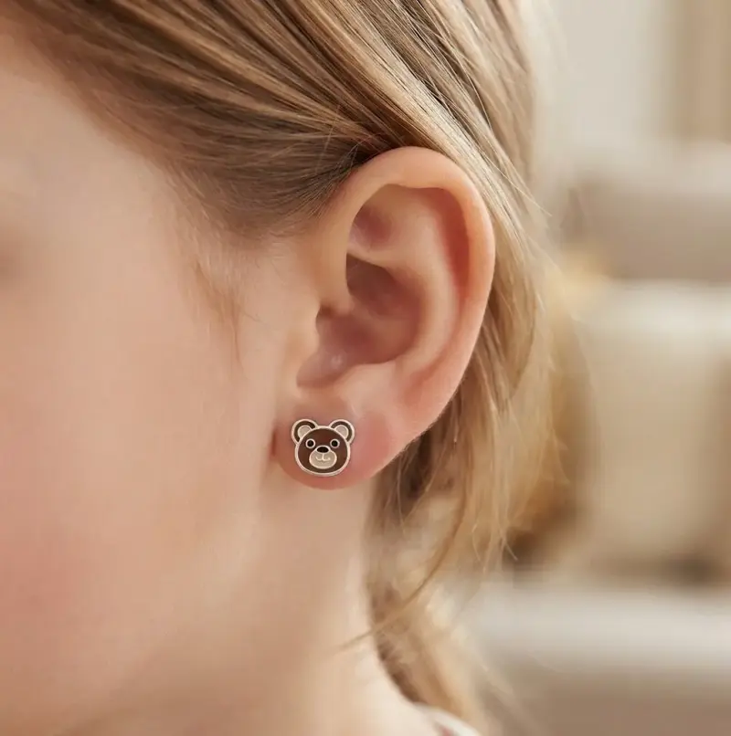 Aros de oso para niños en plata 925 - 1