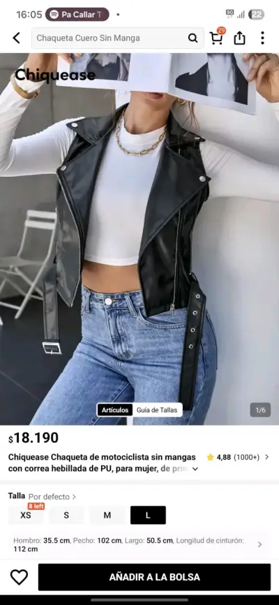 Chaqueta cuerina sin mangas nueva SHEIN - miniatura 3
