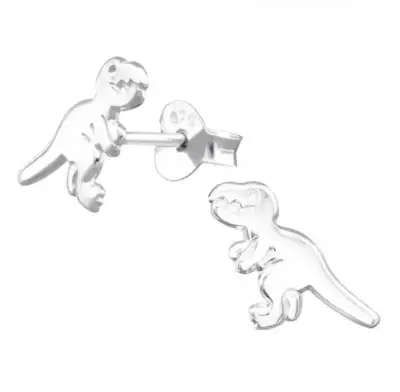 Aros de plata con diseño de dinosaurio - miniatura 2