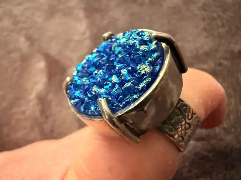 Anillo de plata con piedra azul brillante - 2