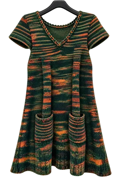 Vestido tejido multicolor con bolsillos - miniatura 1