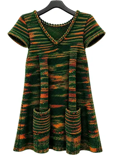 Vestido tejido multicolor con bolsillos - miniatura 2