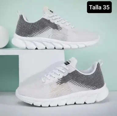 Zapatillas deportivas blancas y grises talla 35