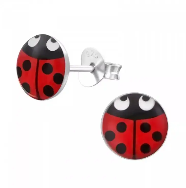 Aros de mariquita para niña en plata - 2