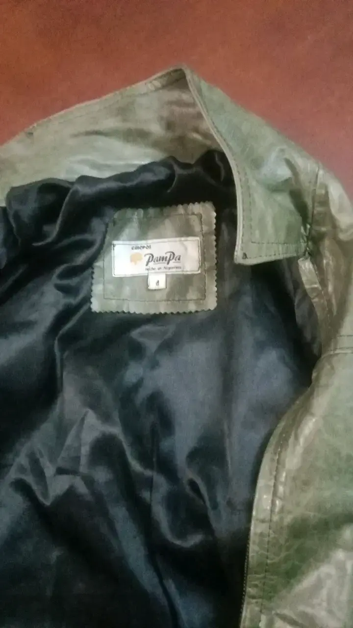 Chaqueta de cuero verde para mujer talla L - 4