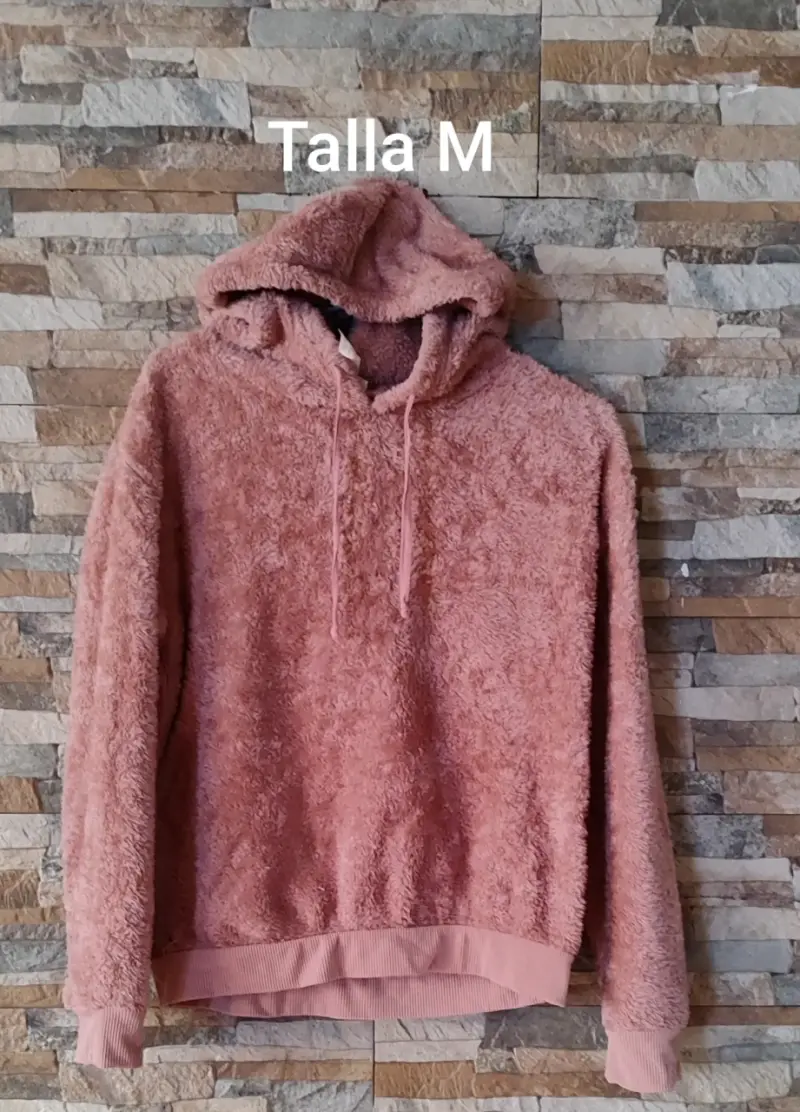 Polerón de felpa rosado talla M