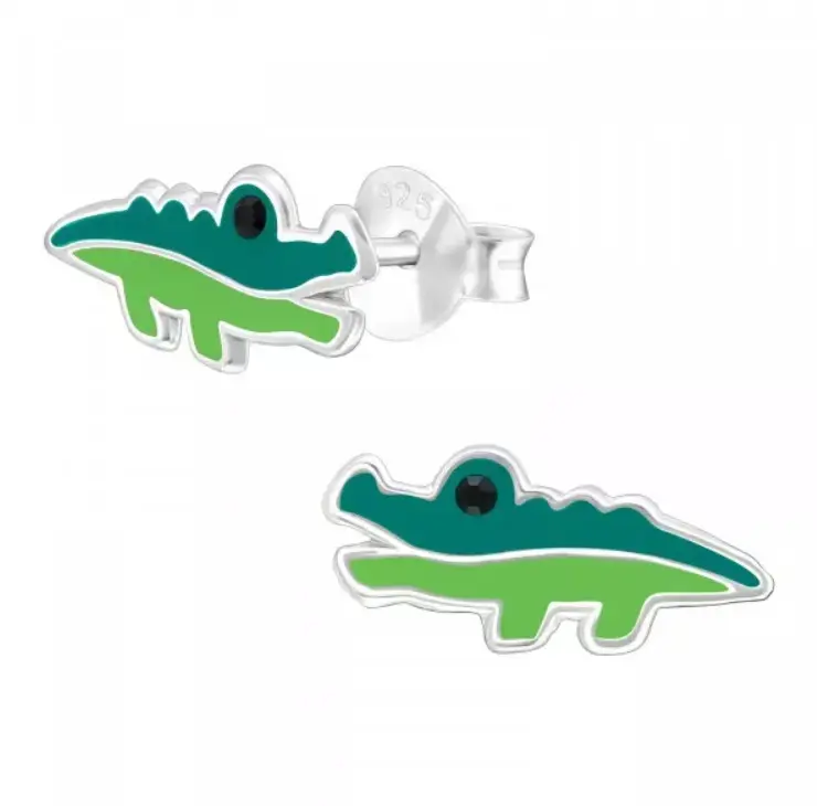 Aros de plata con diseño de cocodrilo para niños - 2