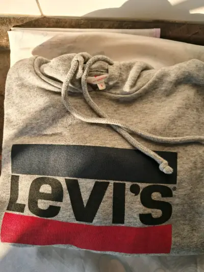 Polerón con capucha gris Levi's logo frontal - miniatura 1