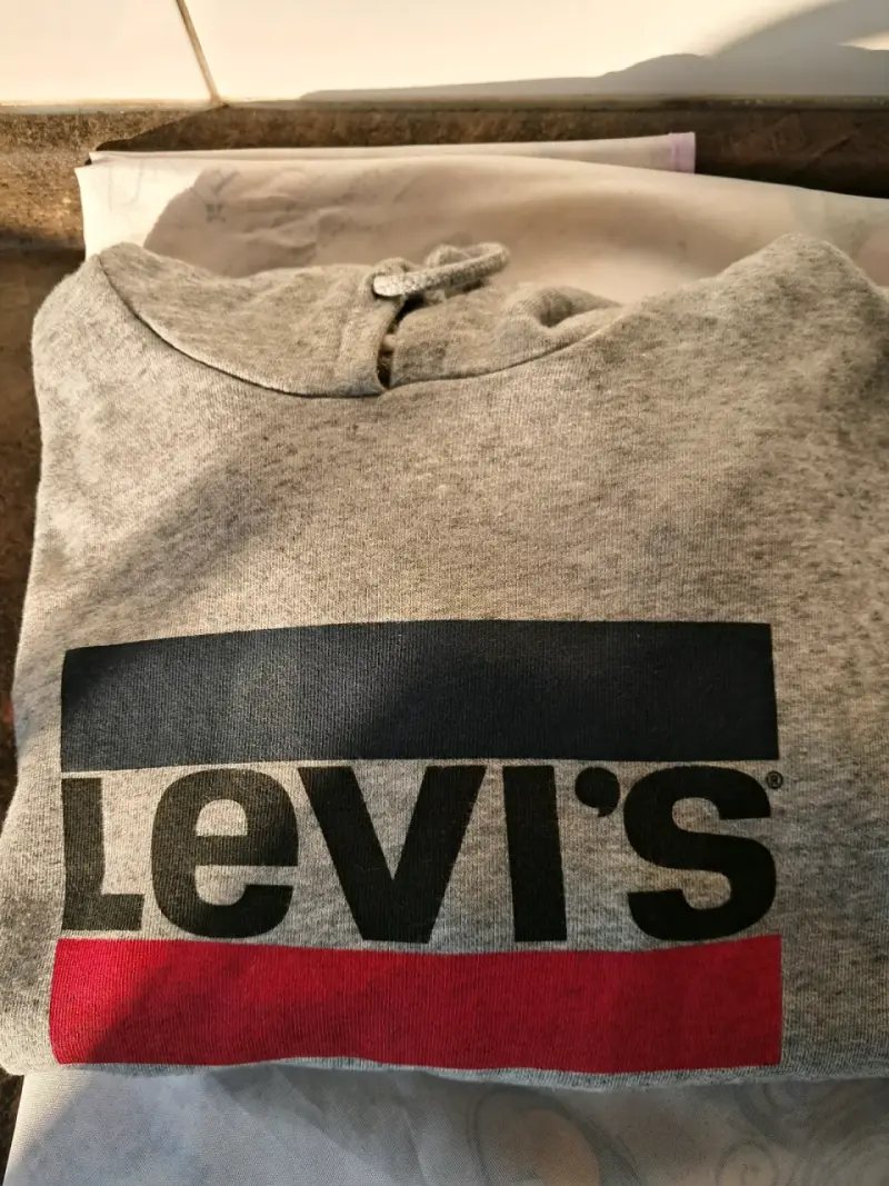Polerón con capucha gris Levi's logo frontal - 2