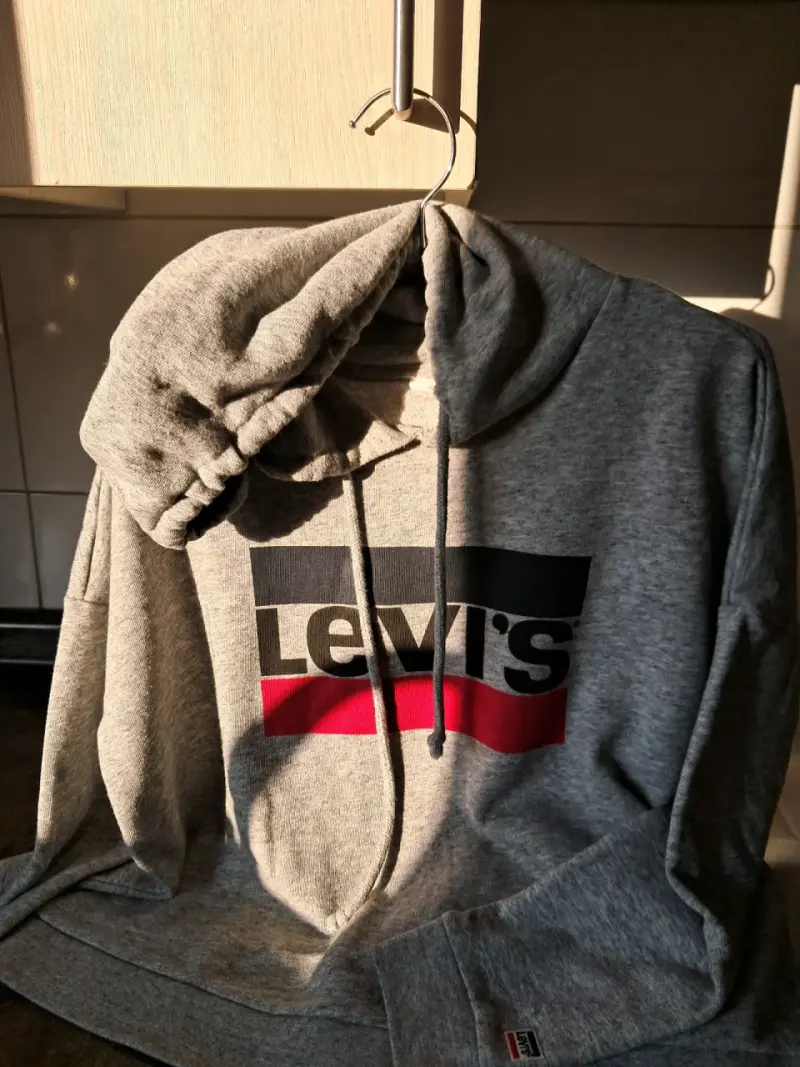 Polerón con capucha gris Levi's logo frontal - 3