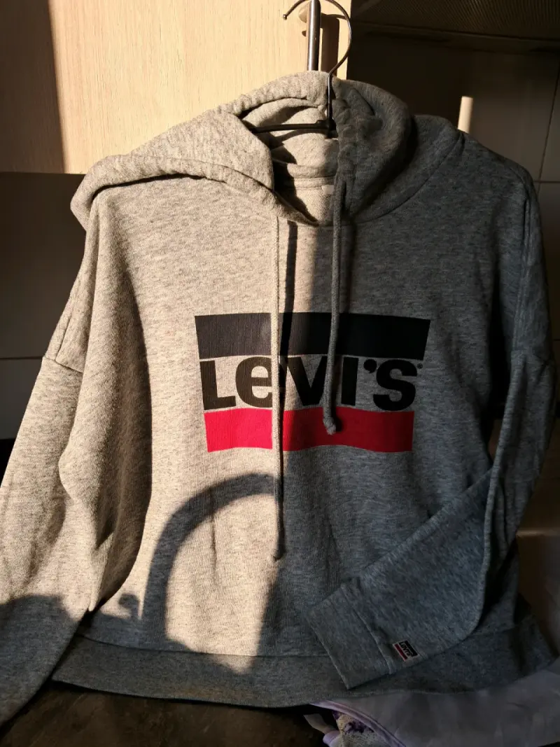 Polerón con capucha gris Levi's logo frontal - 4