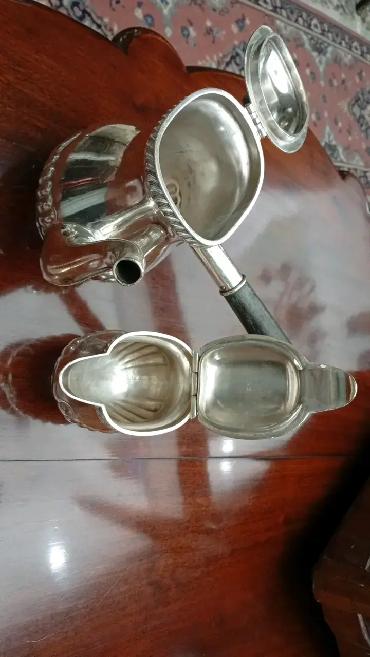 Juego de tetera y azucarero de plata vintage - 2