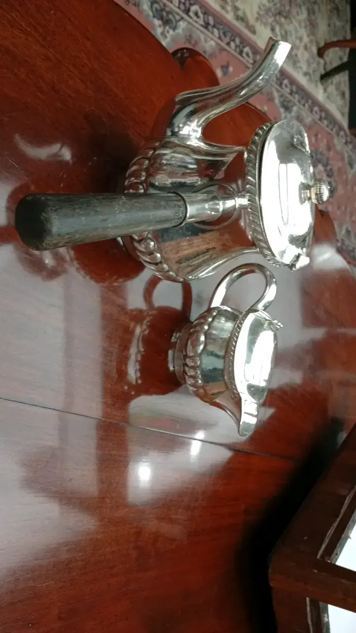 Juego de tetera y azucarero de plata vintage - 3