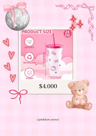 Vaso reutilizable Sanrio con diseño de Hello Kitty - miniatura 4