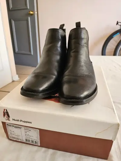 Botines de cuero negro Hush Puppies Dafne para mujer - miniatura 1