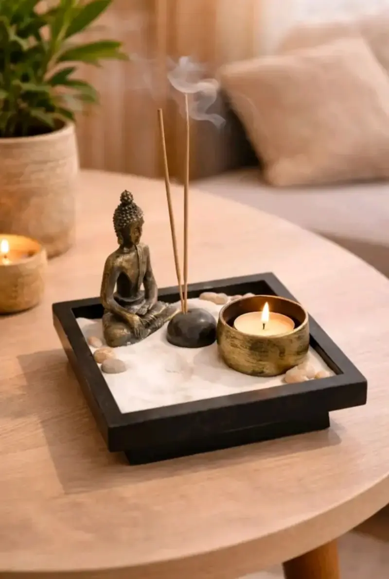 Set de meditación con figura de Buda e incienso - 2