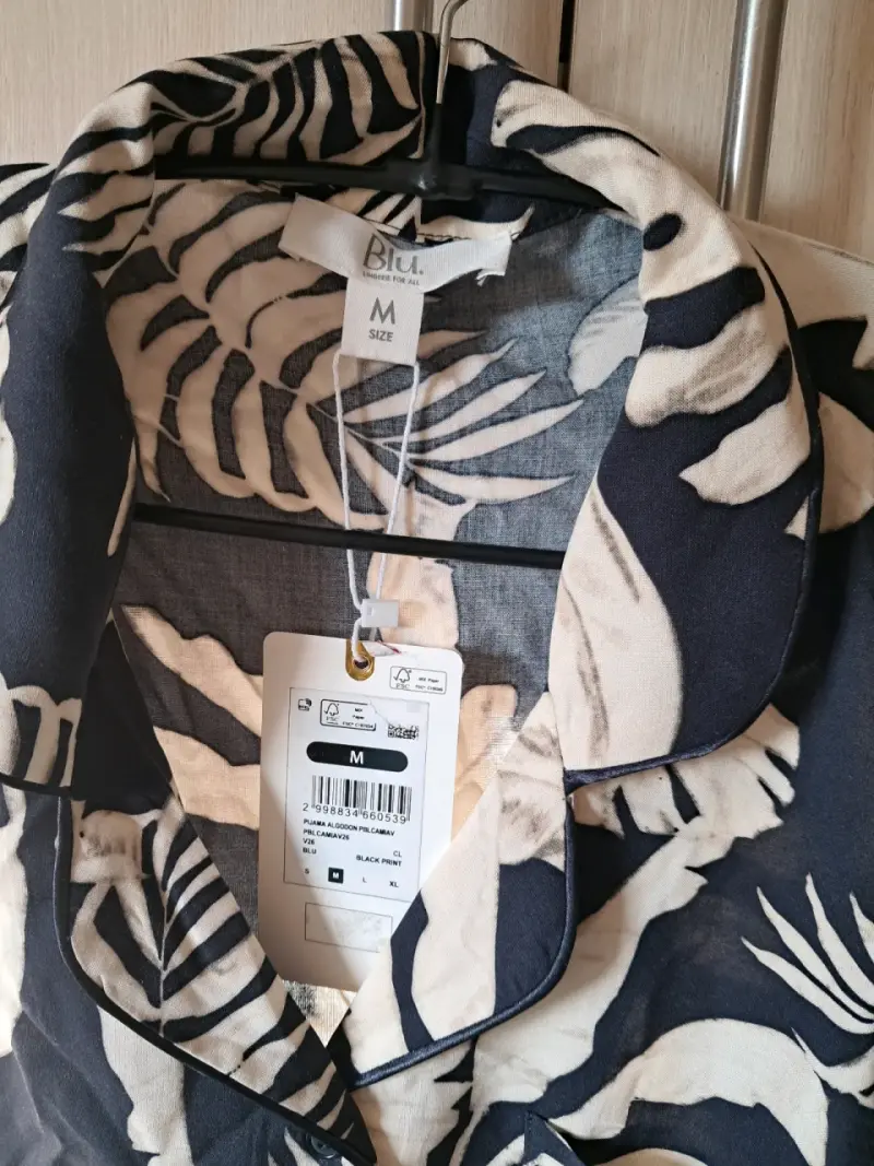 Pijama de mujer estampado tropical Blu talla M - 1