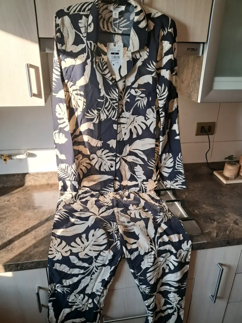 Pijama de mujer estampado tropical Blu talla M - 2