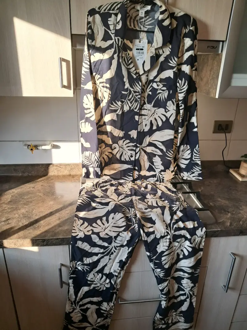 Pijama de mujer estampado tropical Blu talla M - 3