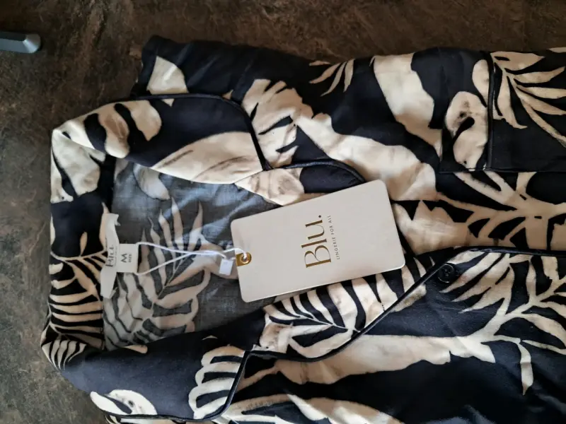 Pijama de mujer estampado tropical Blu talla M - 5