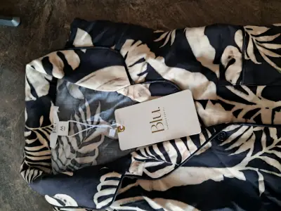 Pijama de mujer estampado tropical Blu talla M - miniatura 5