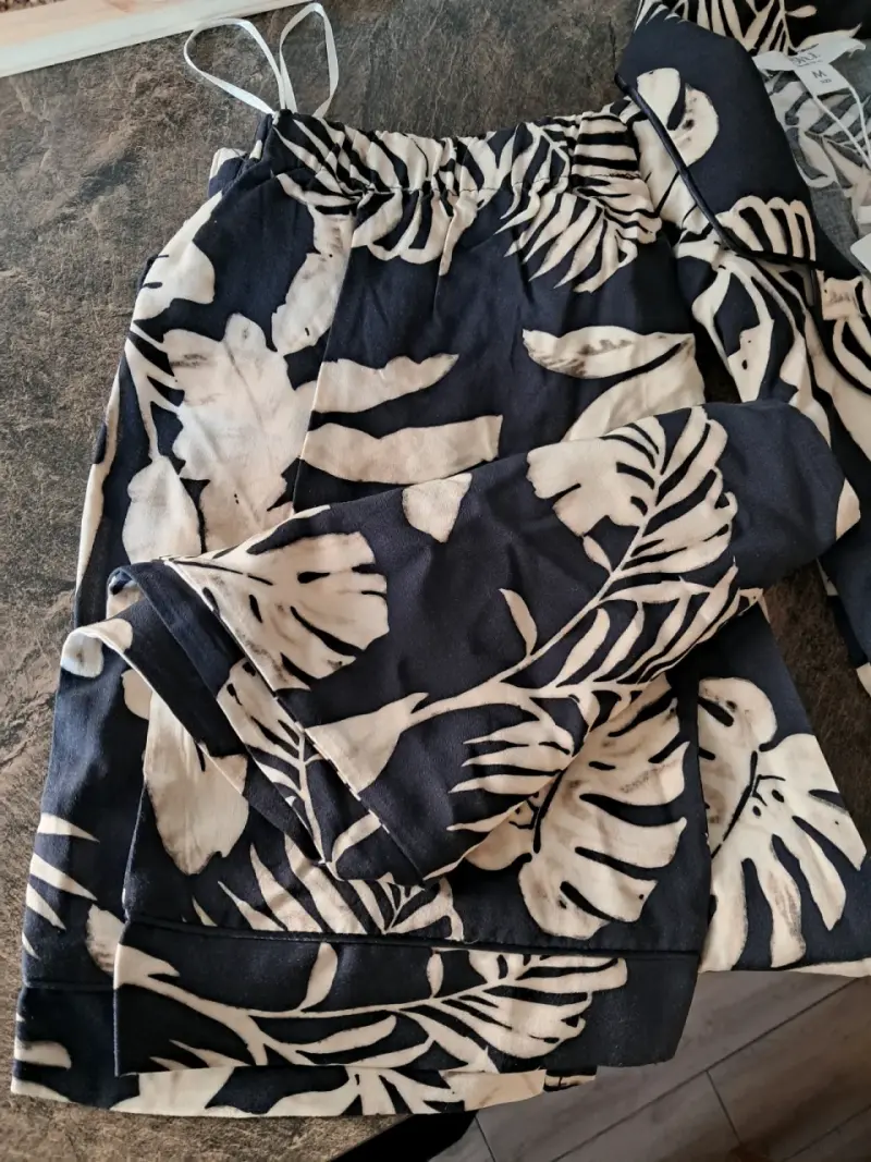 Pijama de mujer estampado tropical Blu talla M - 6