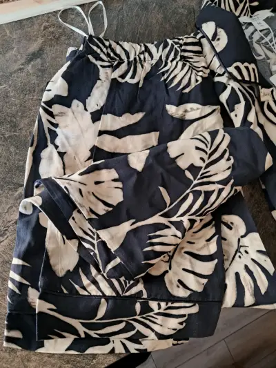 Pijama de mujer estampado tropical Blu talla M - miniatura 6