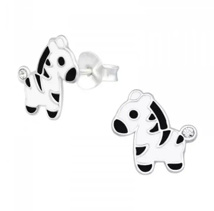 Aros de plata con diseño de cebra para niños - 2