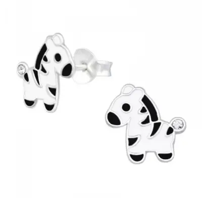 Aros de plata con diseño de cebra para niños - miniatura 2