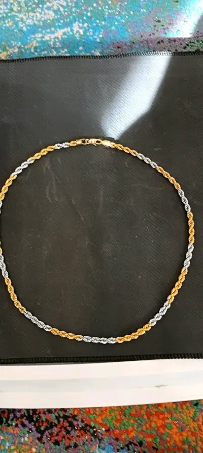 Collar bicolor de cadena trenzada de bisutería - miniatura 1