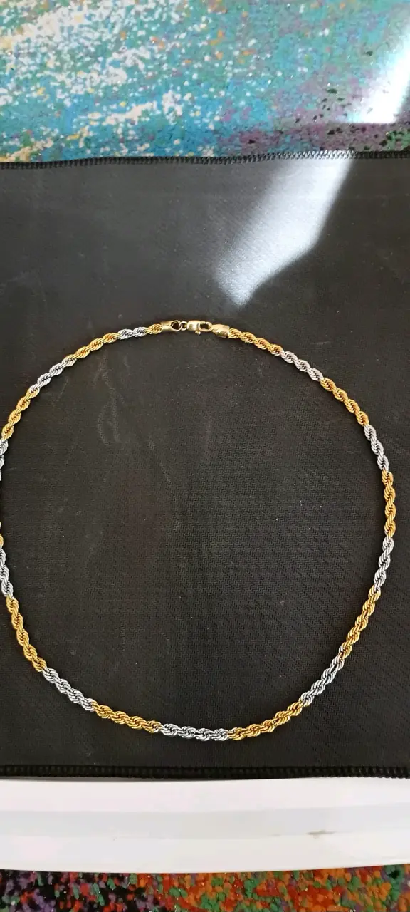Collar bicolor de cadena trenzada de bisutería - 3